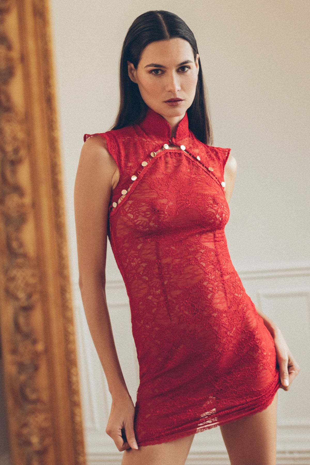 MELI rotes Spitzenkleid