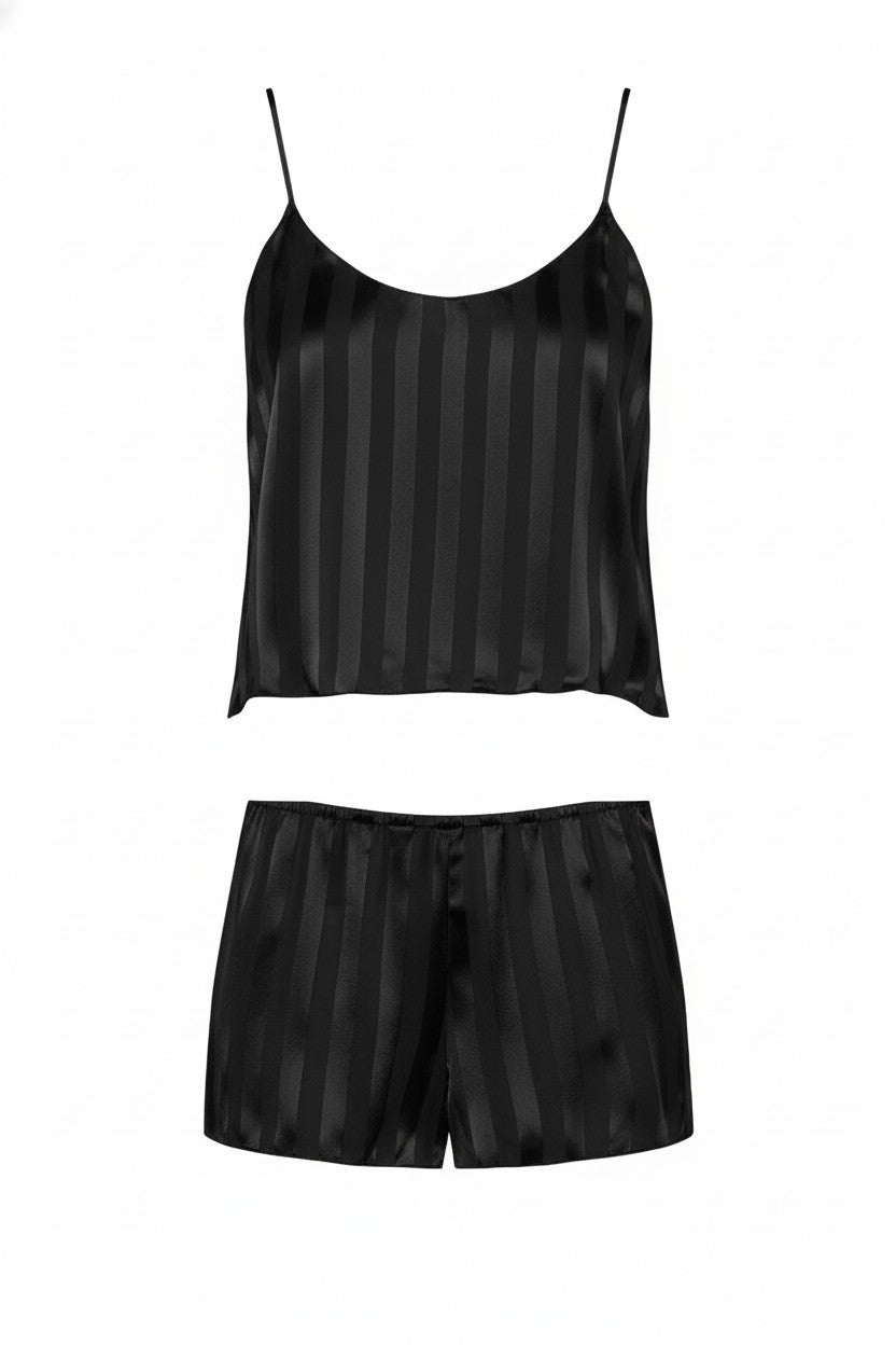 Top & short mousseline noire