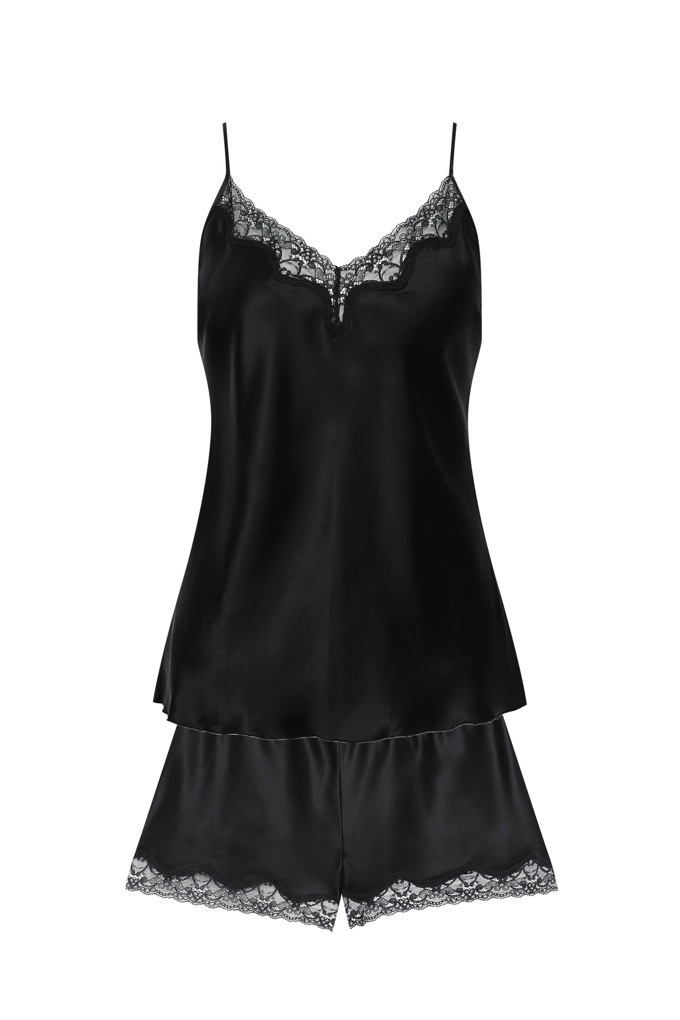 Camisole et short soie noire