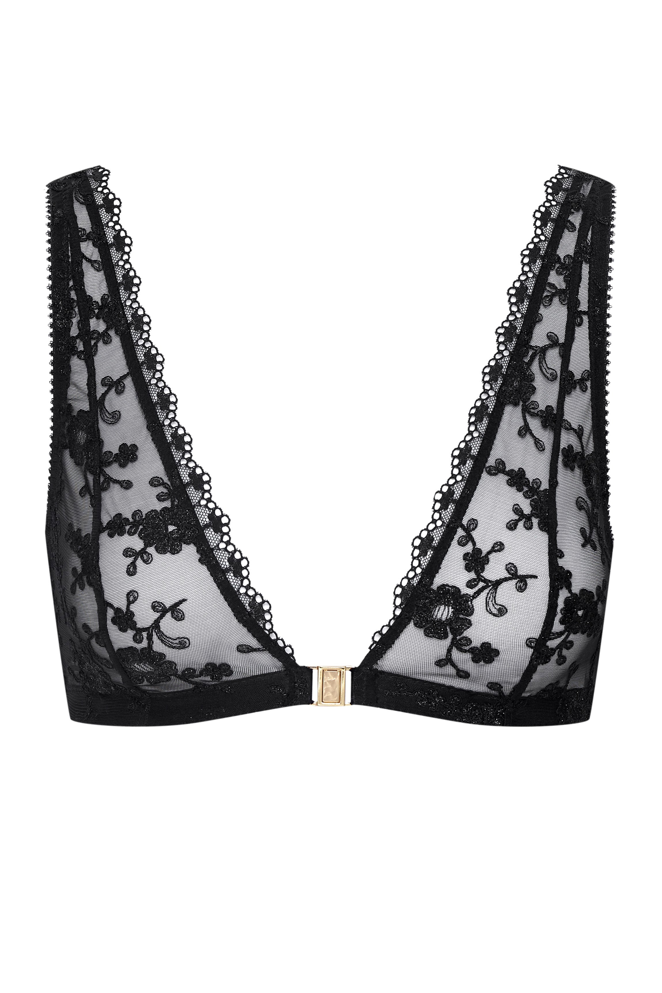 Soutien-gorge ouverture devant brodé noir CLIP