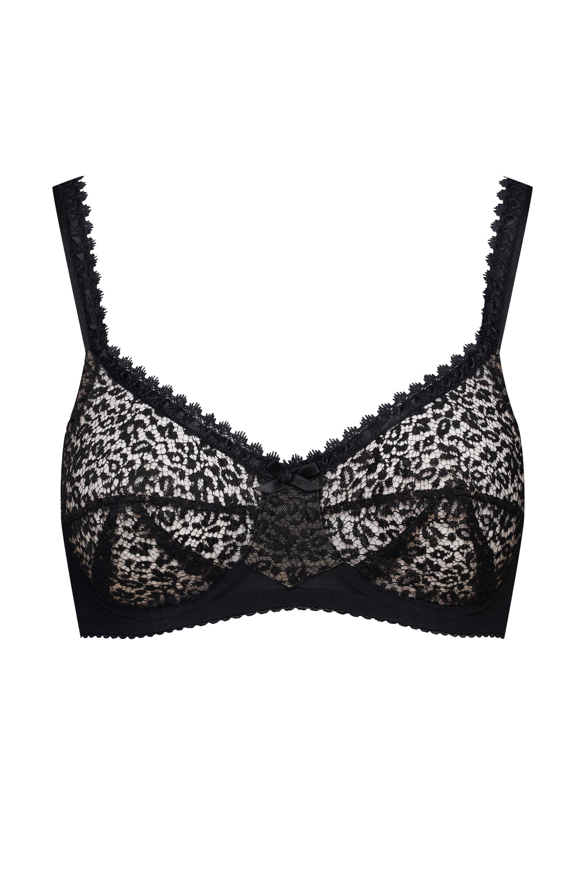 Soutien-gorge noir dentelle plate