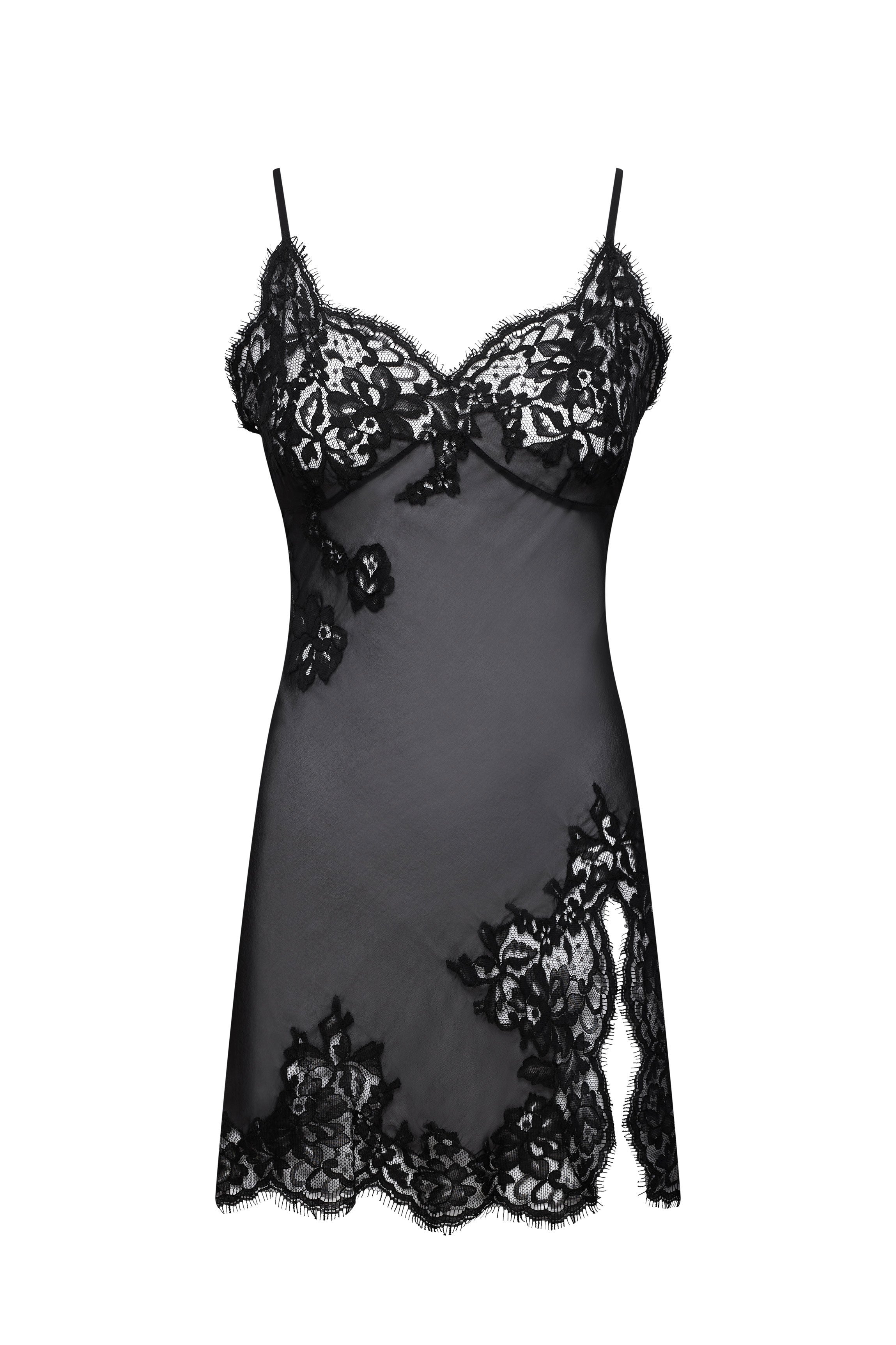 Nuisette mousseline de soie noire