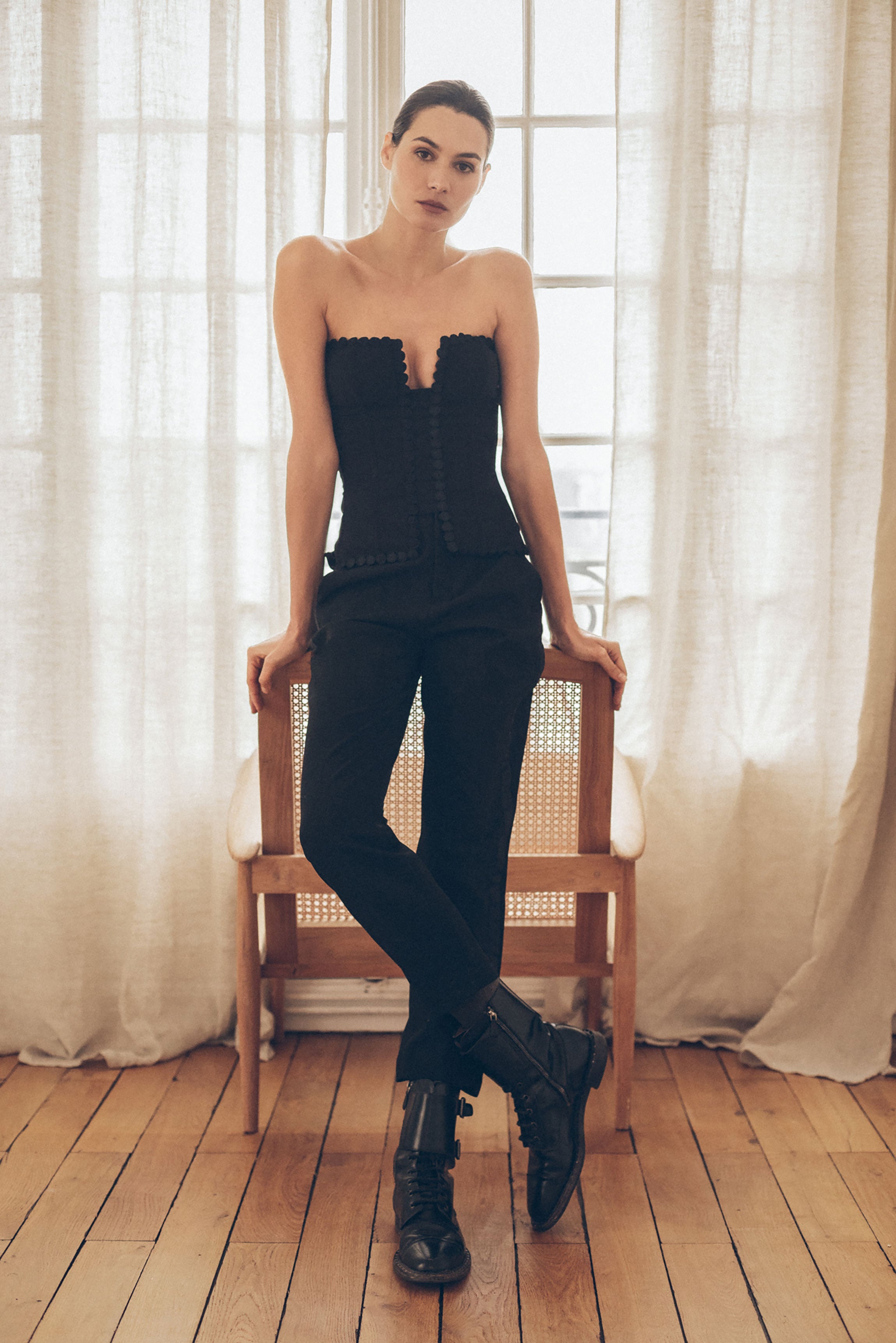 Corset noir crepe SQUARE