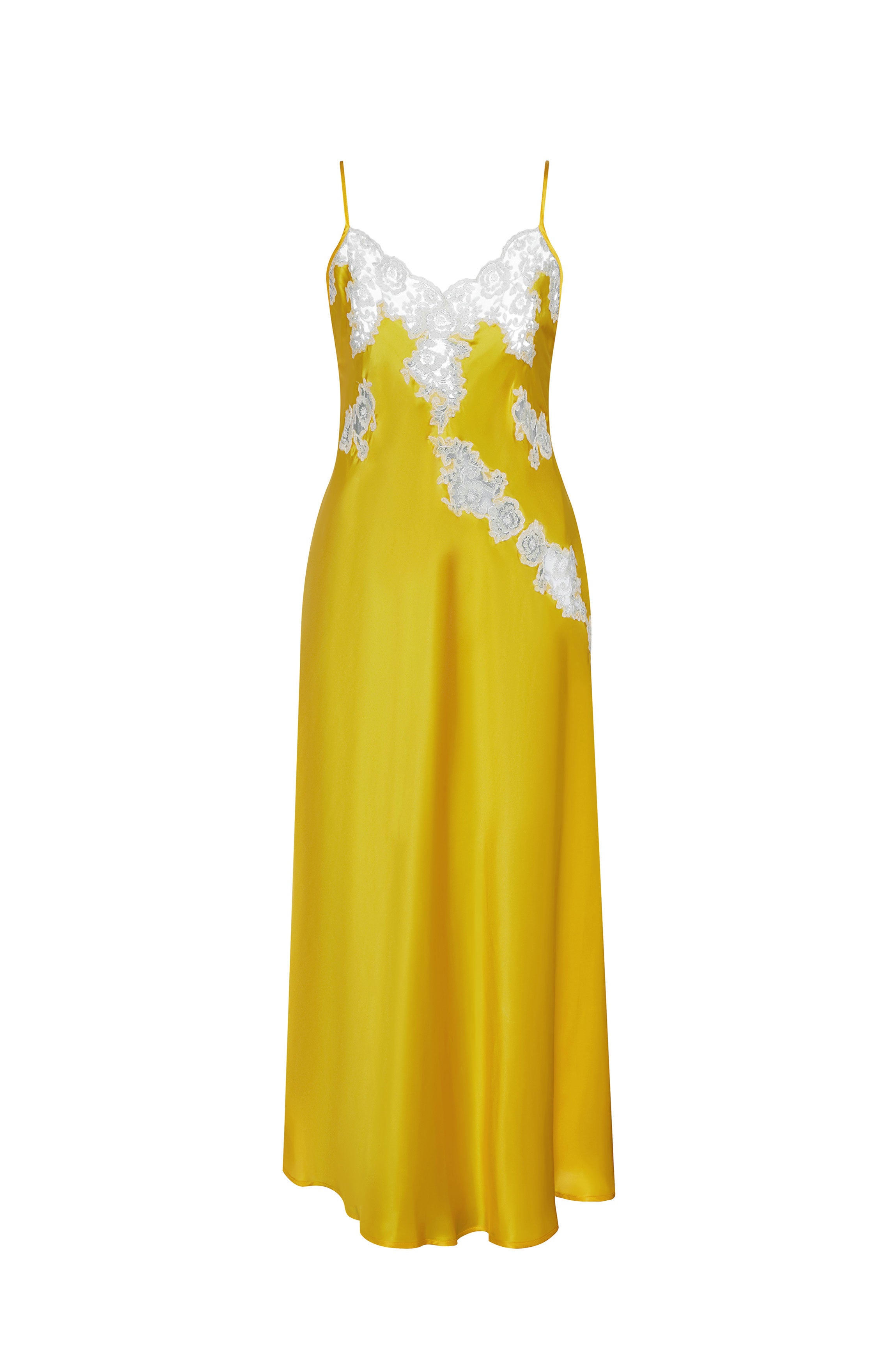 Chemise de nuit soie jaune