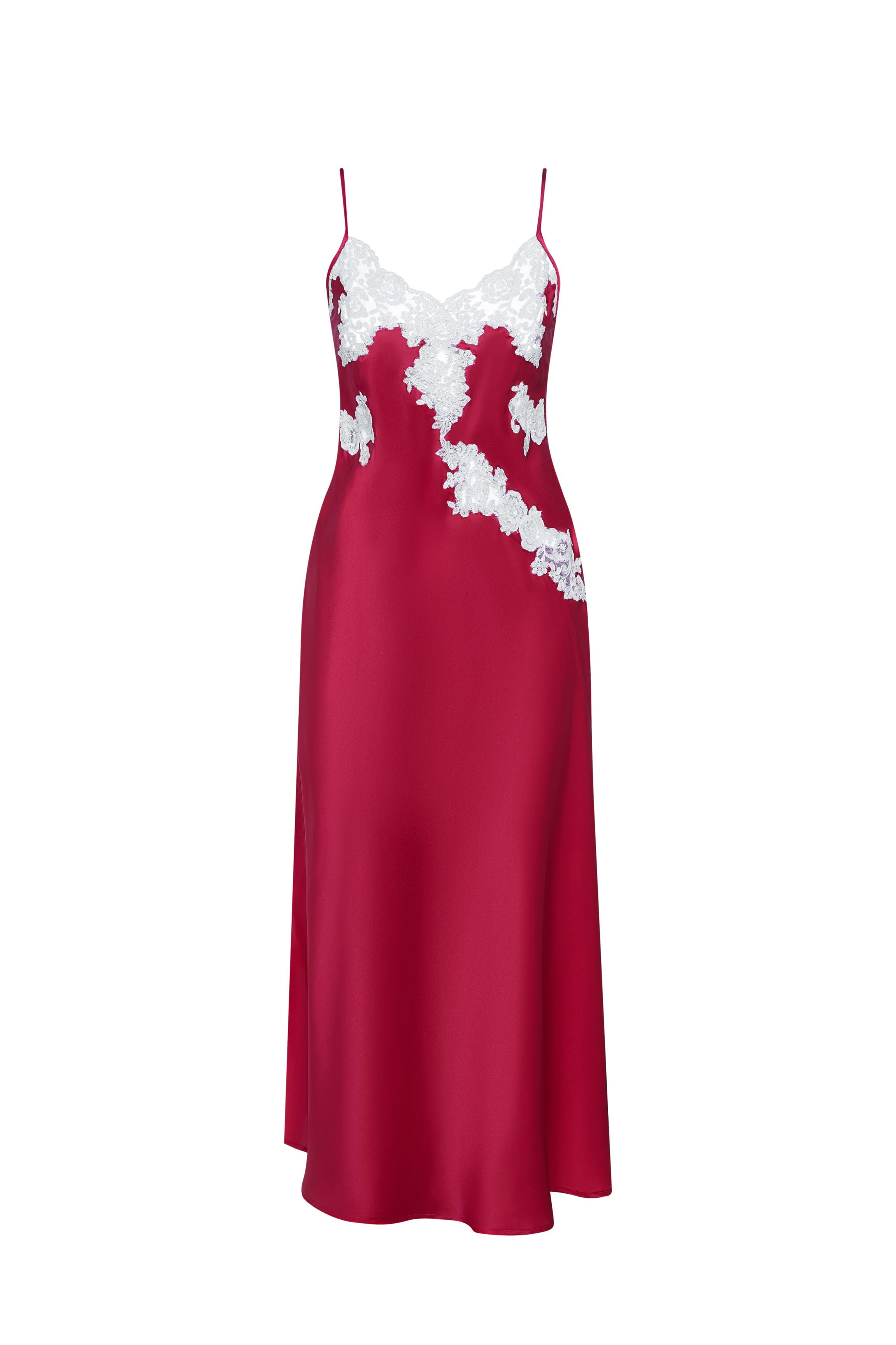 Chemise de nuit soie framboise