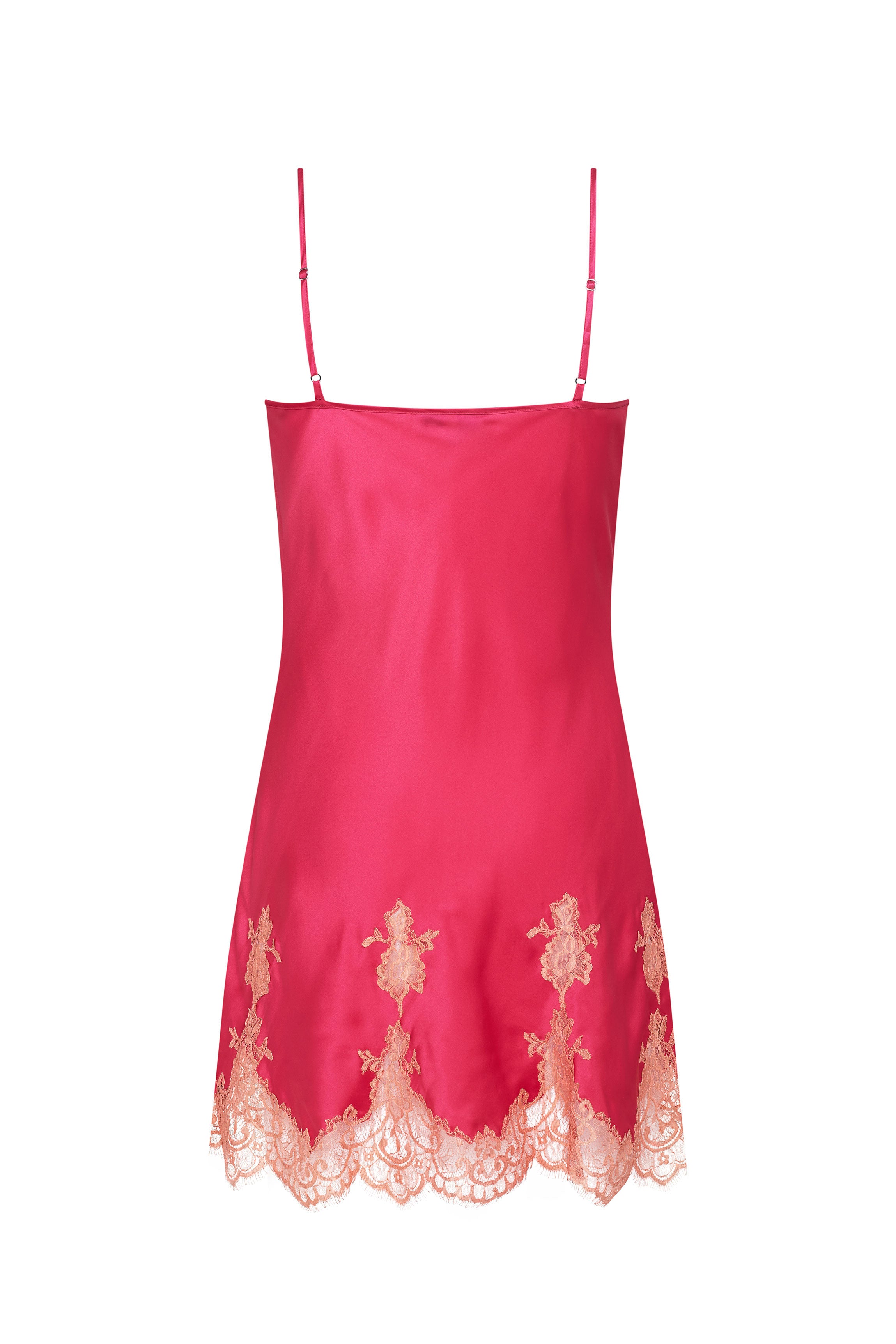 Nuisette soie rose dentelle corail