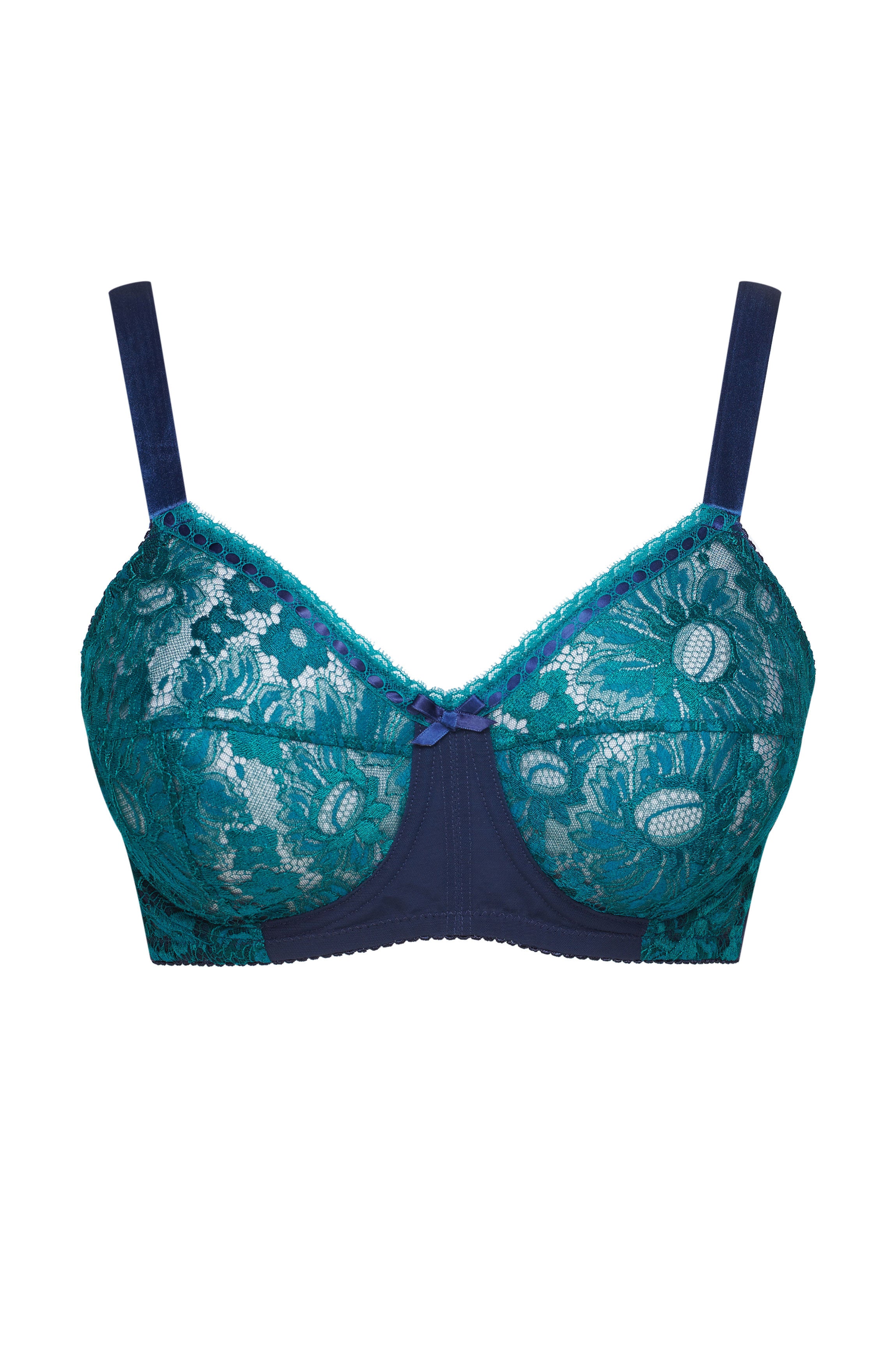 Soutien-gorge poitrine généreuse dentelle émeraude "Baliette"