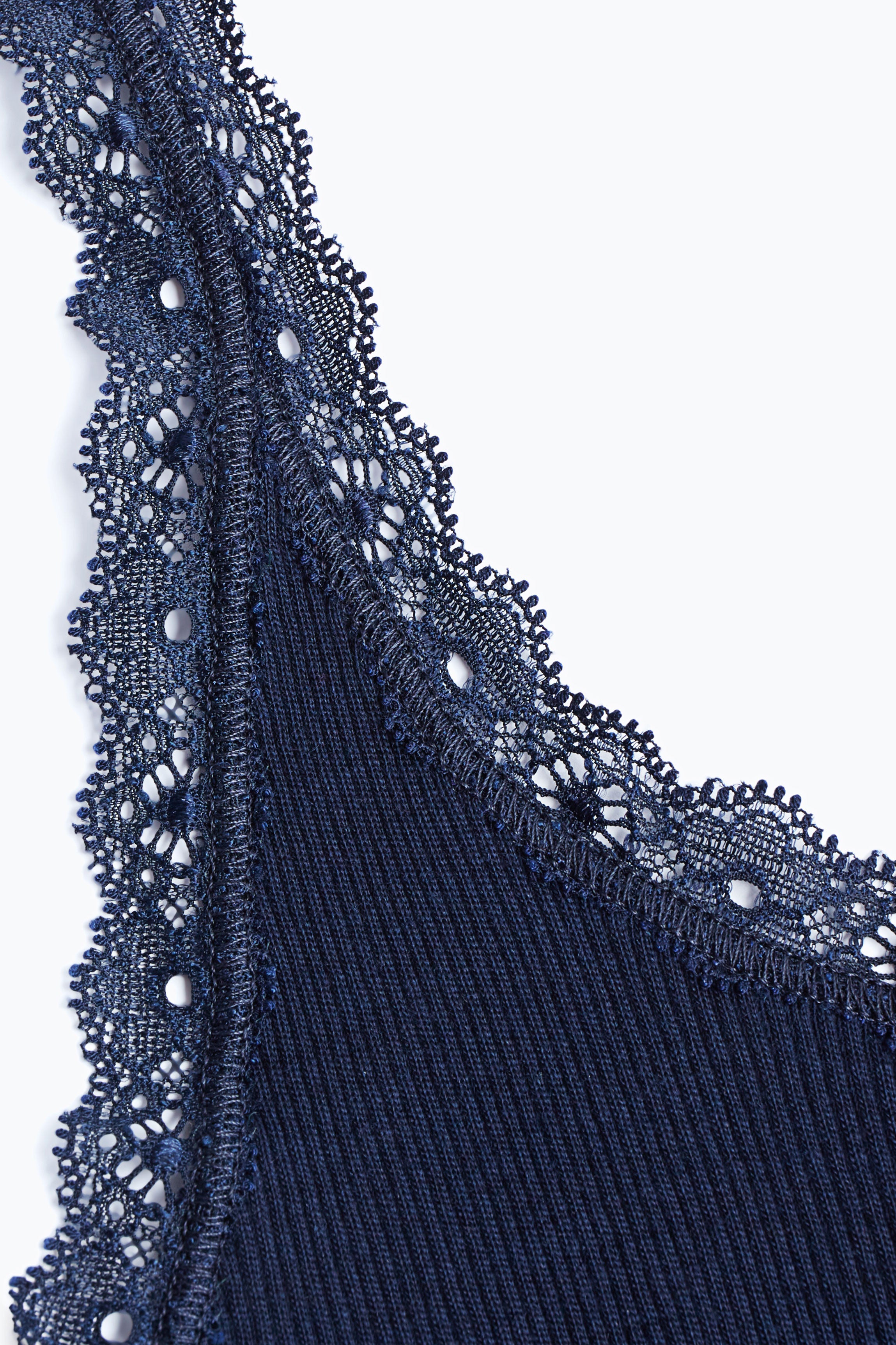 Top laine et soie bleu navy