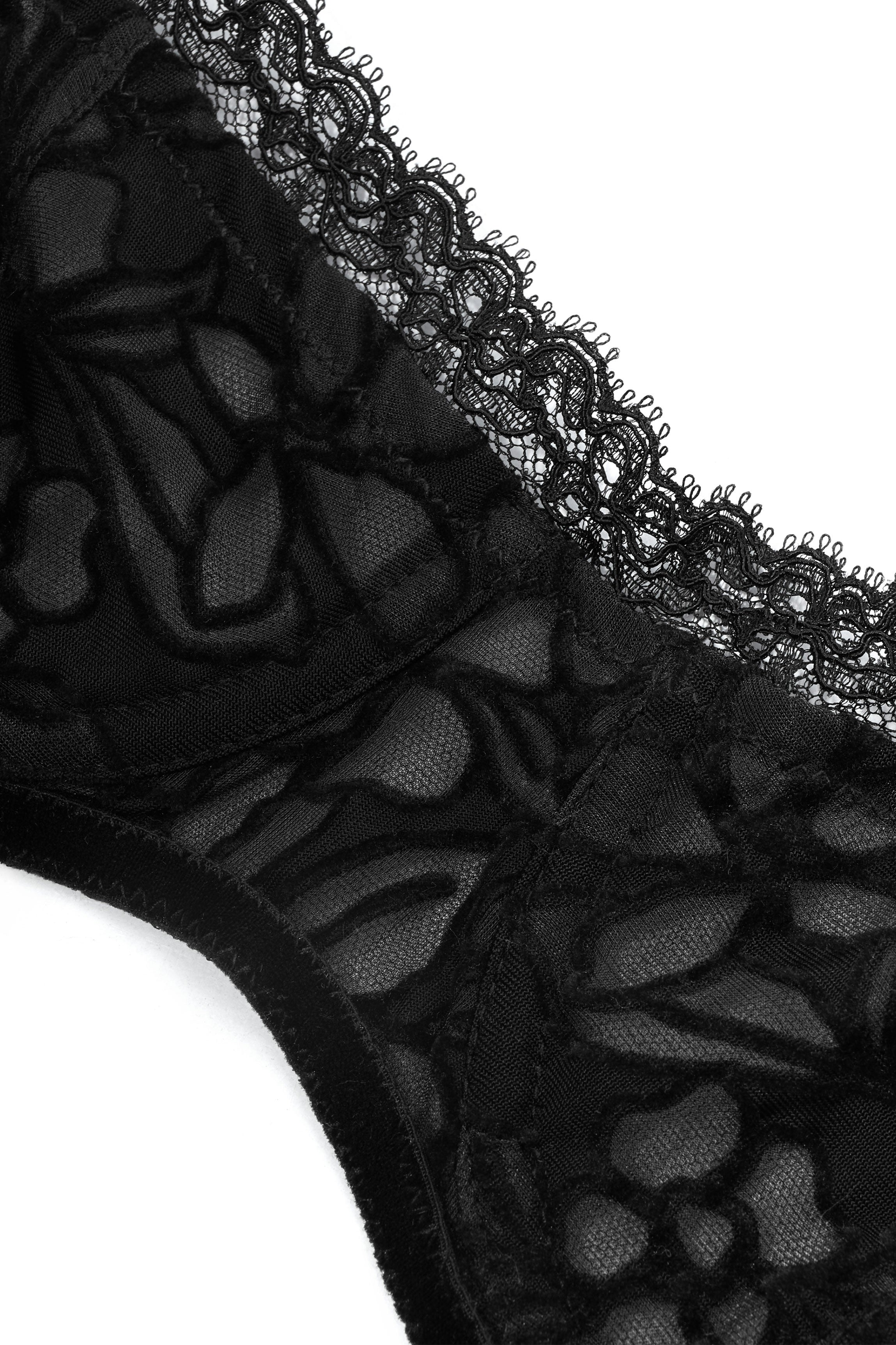 Soutien-gorge balconnet velours noir "Joséphine"