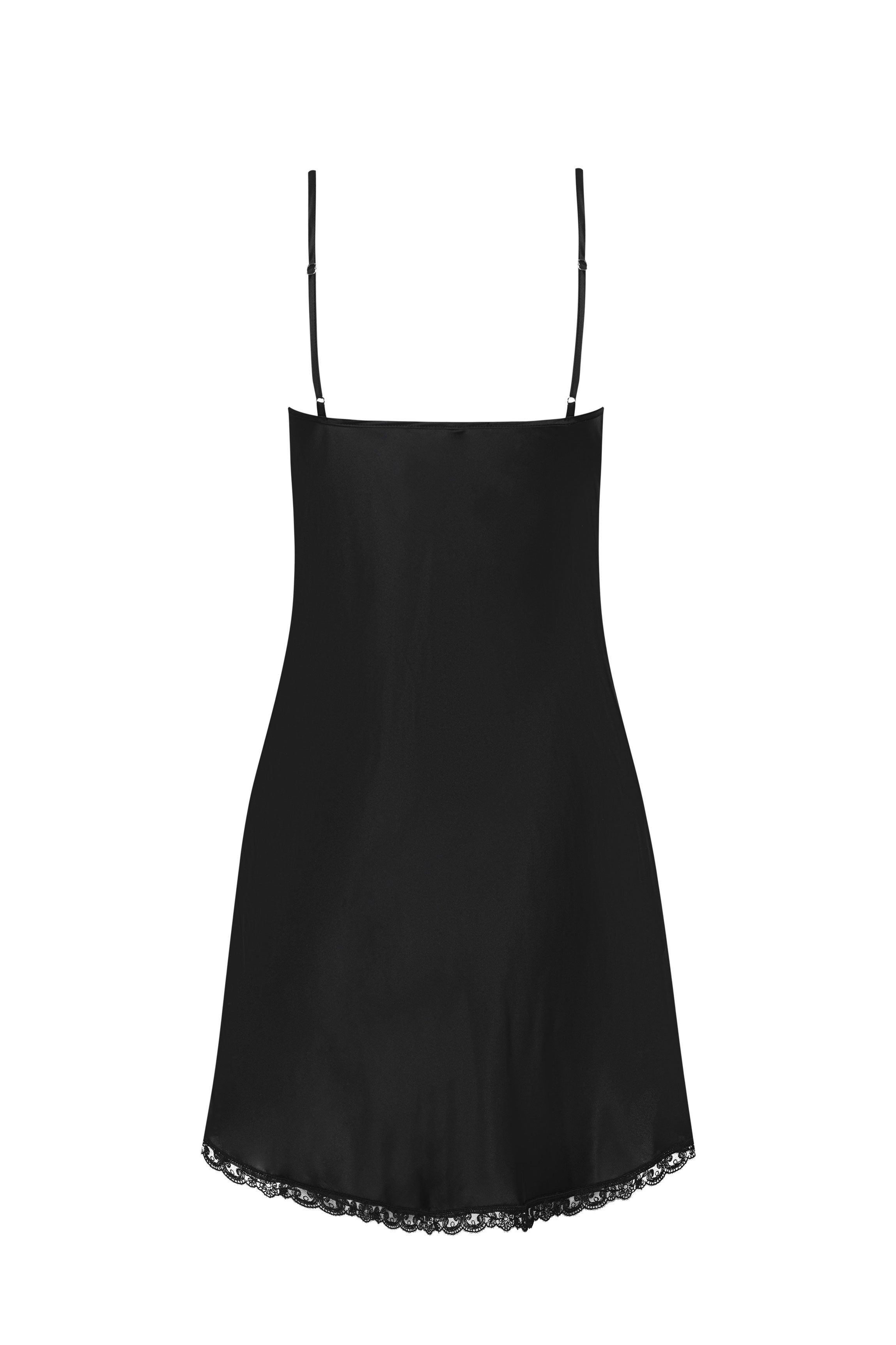 Nuisette soie noire brodée