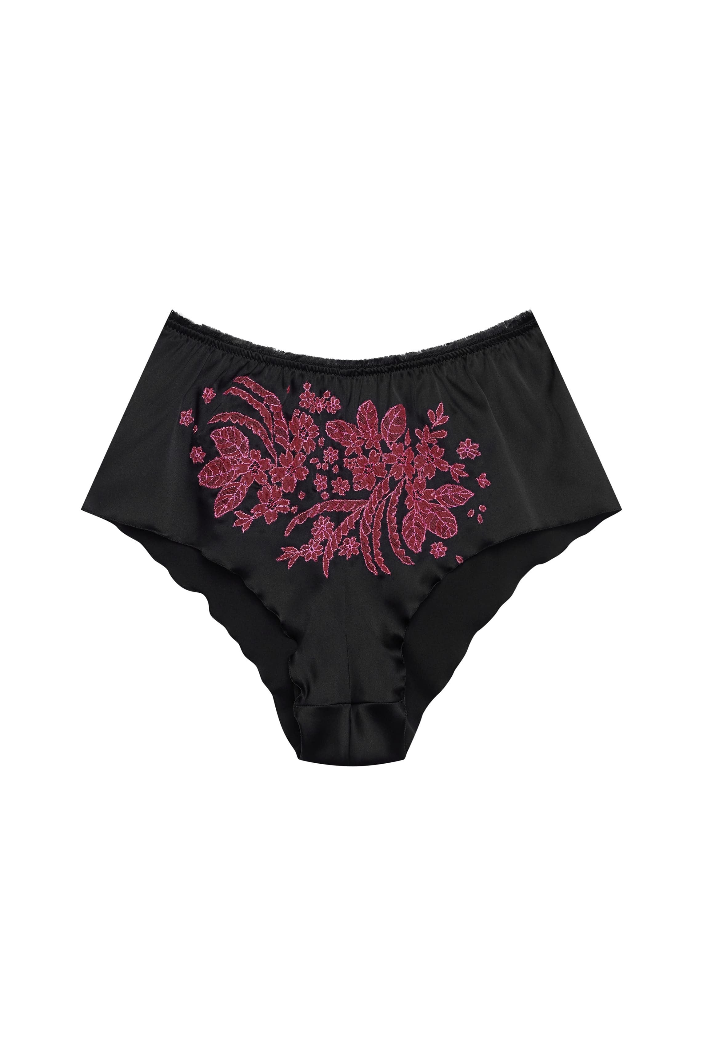 Short soie noire incrustée dentelle