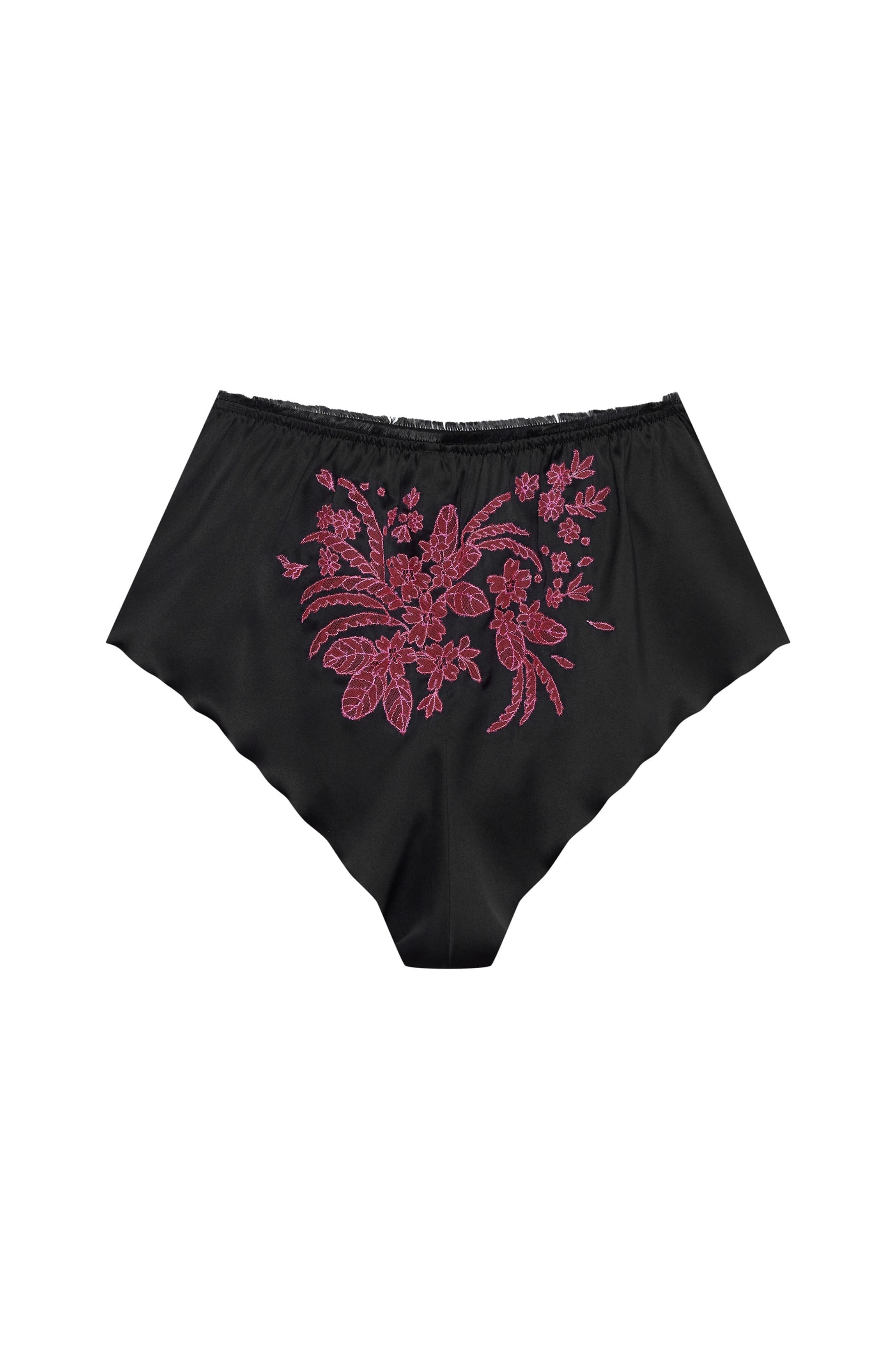 Short soie noire incrustée dentelle