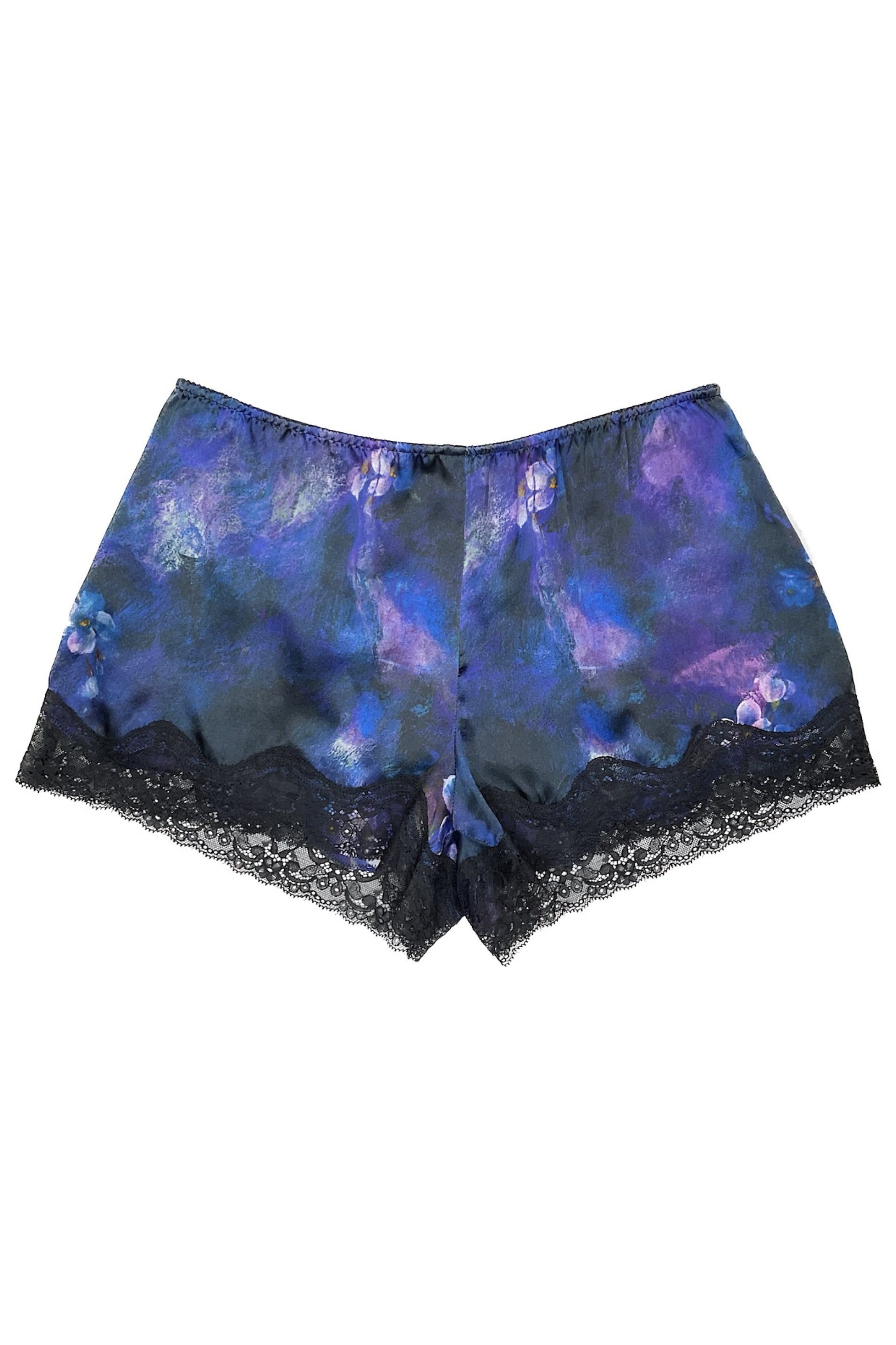 Short en soie bleu-purple