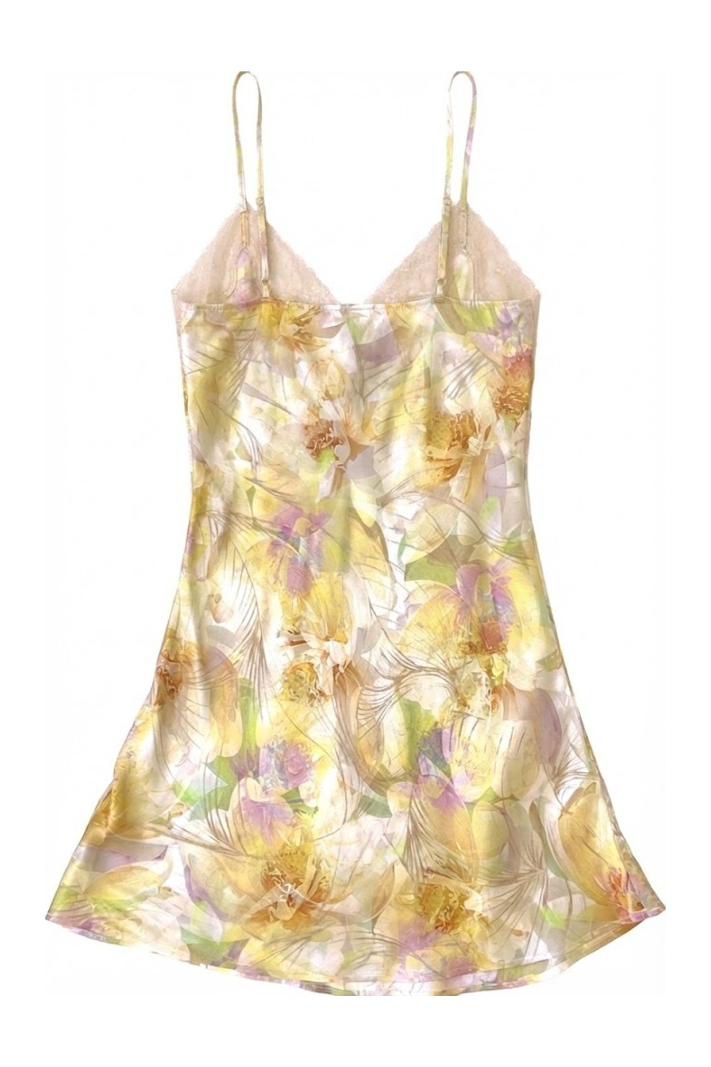 Nuisette en soie florale jaune