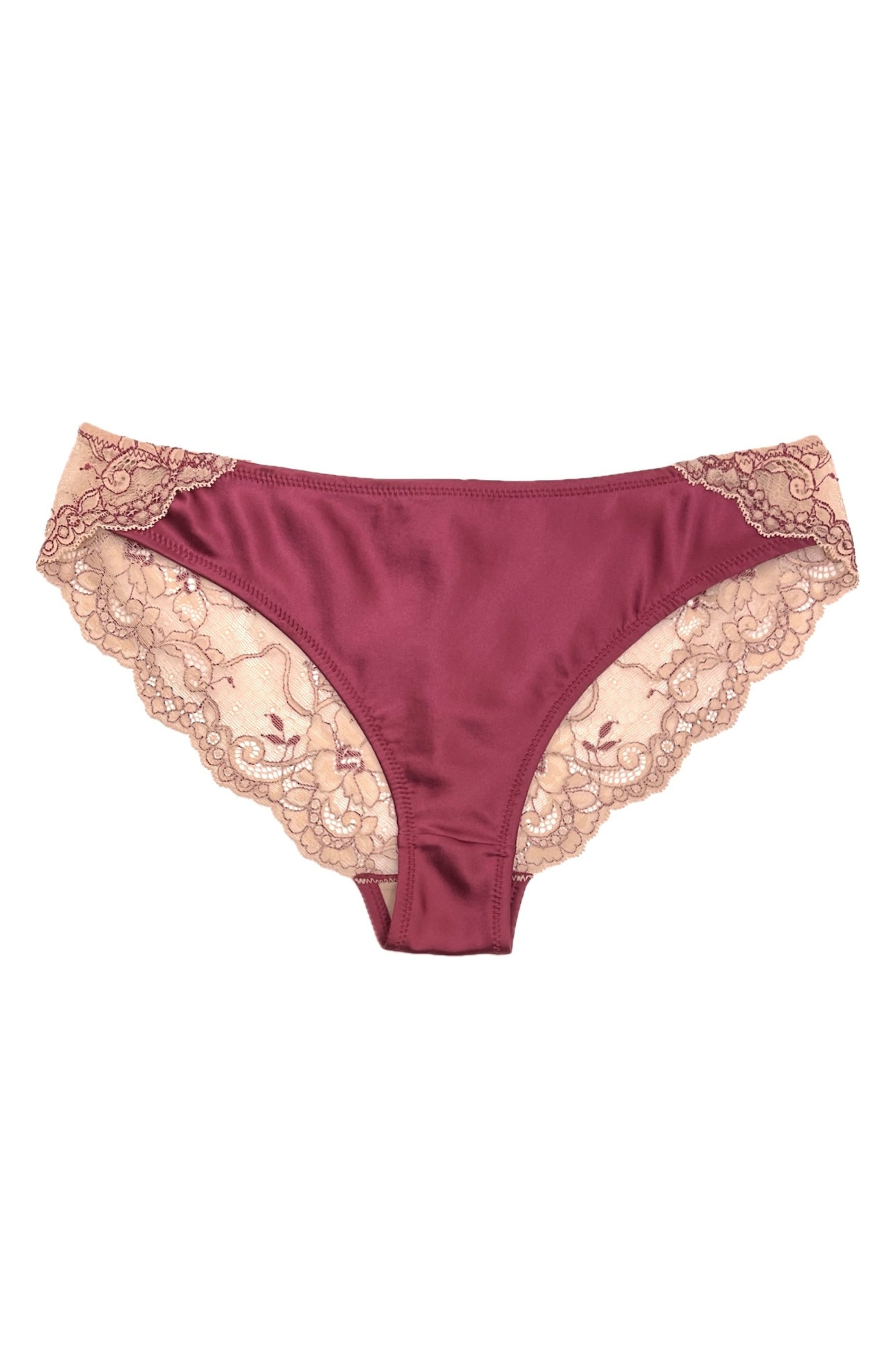 Culotte ELOISE dentelle et soie cranberry