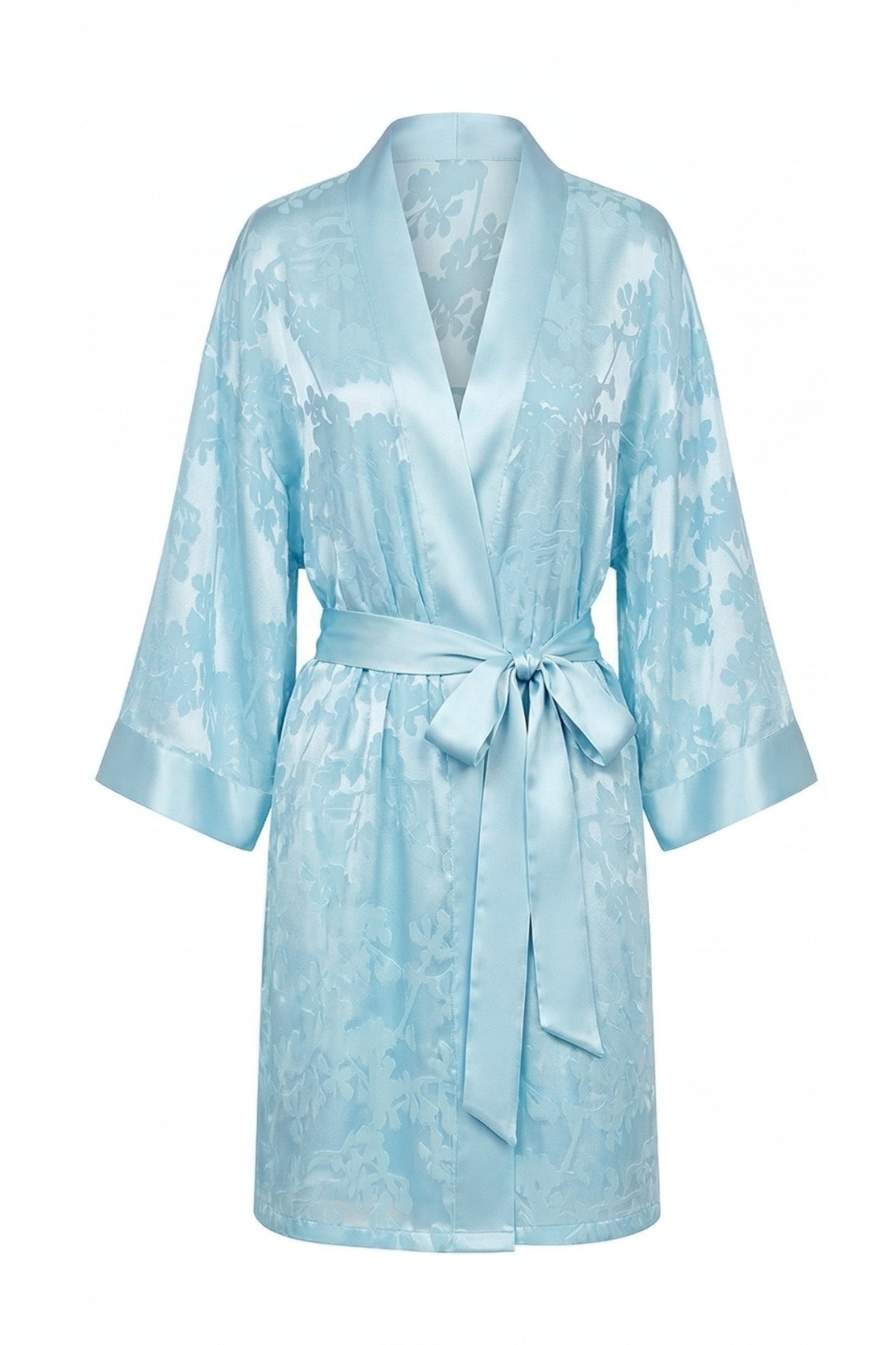 Blauer Kimono mit Devoré-Muster