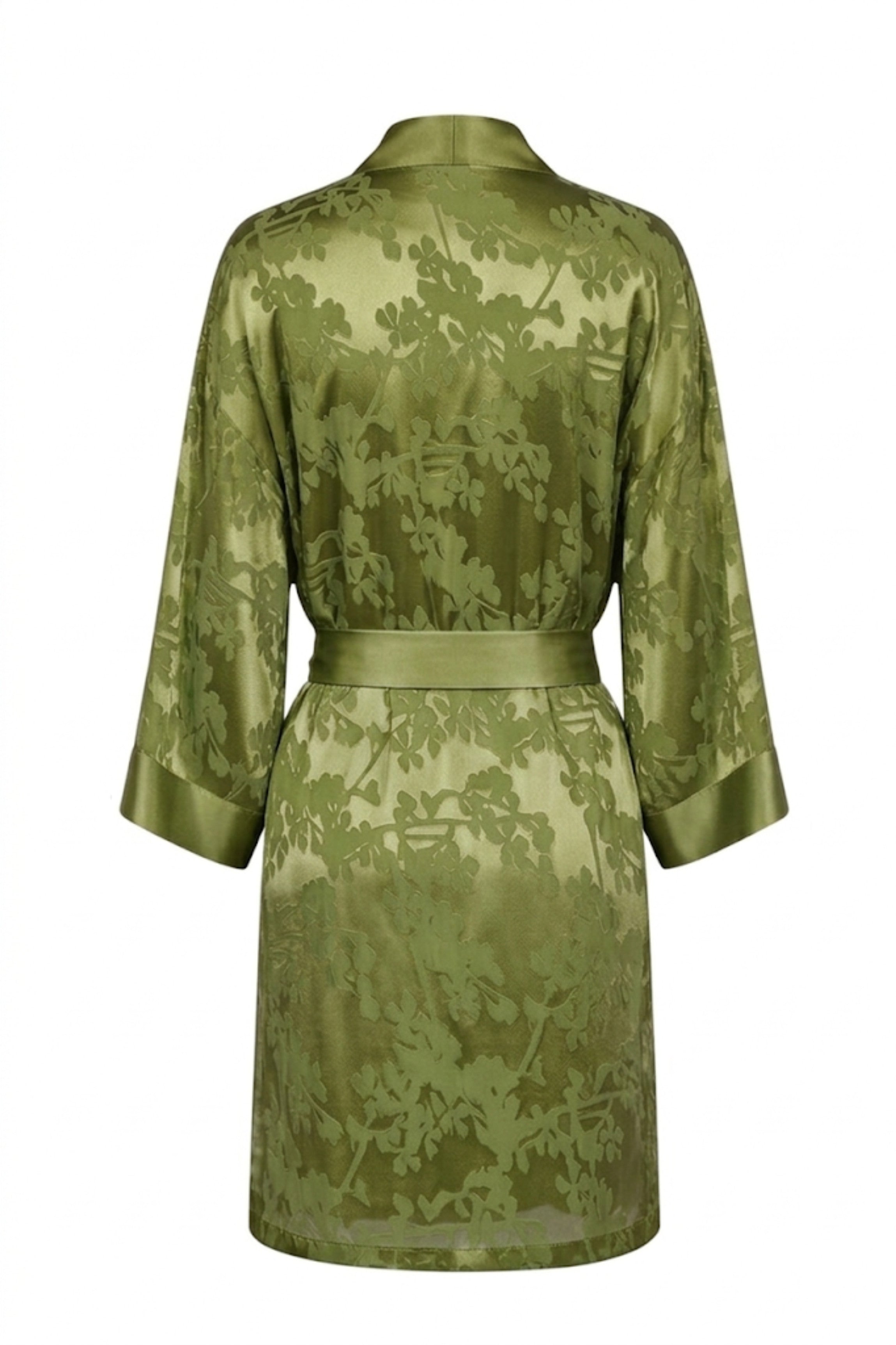 Grüner Kimono mit Ausbrenner-Muster