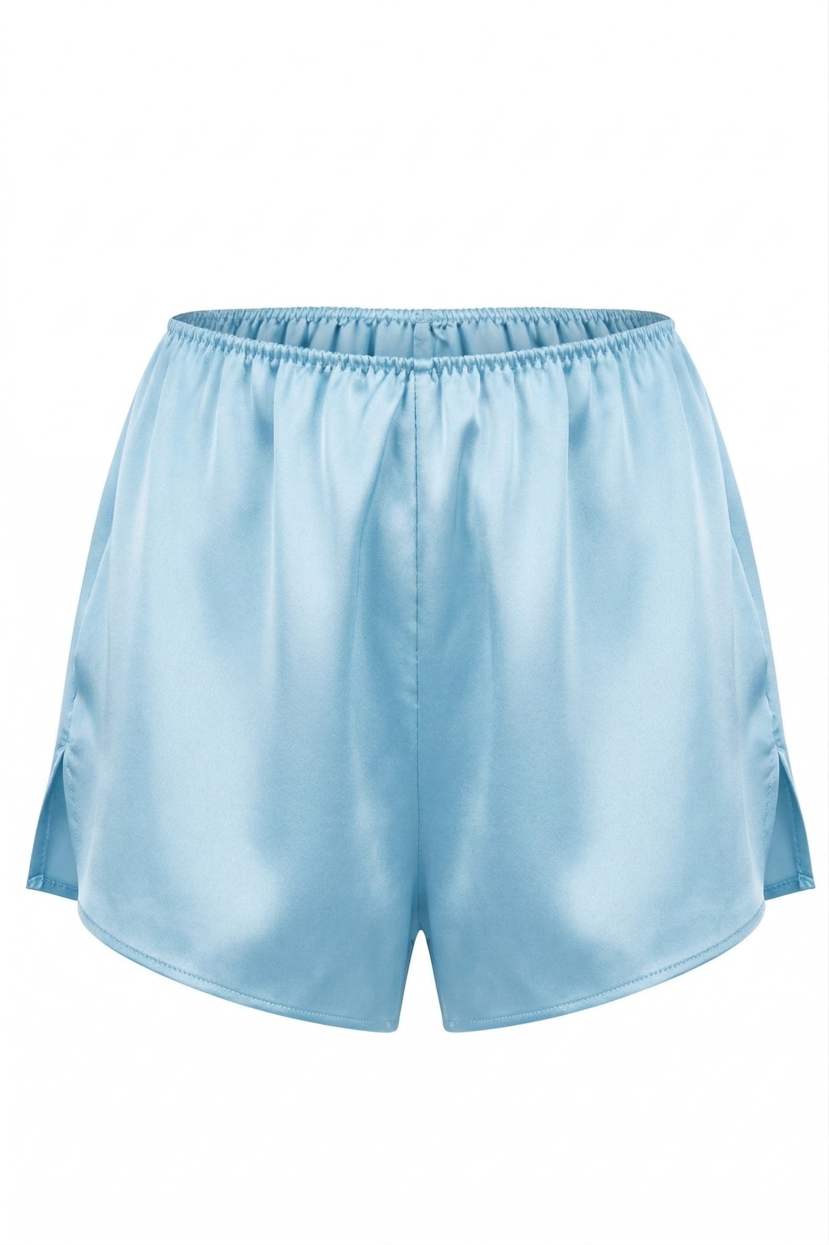 Short 100% soie bleu ciel
