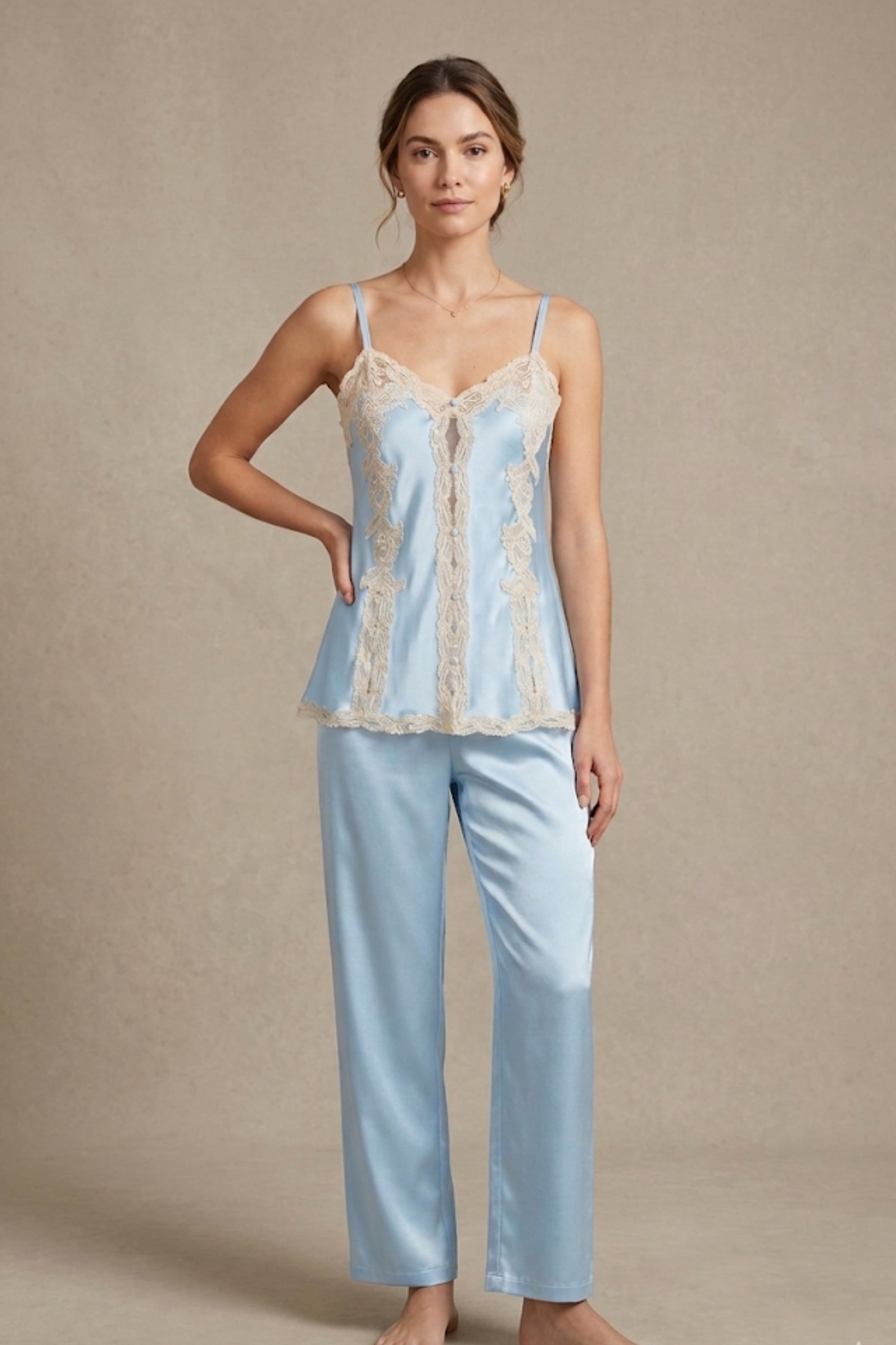 Pyjama soie bleue