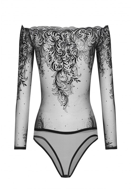 Body ARABESQUE velours floqué noir