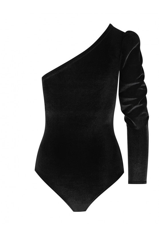 Body velours noir épaule nue