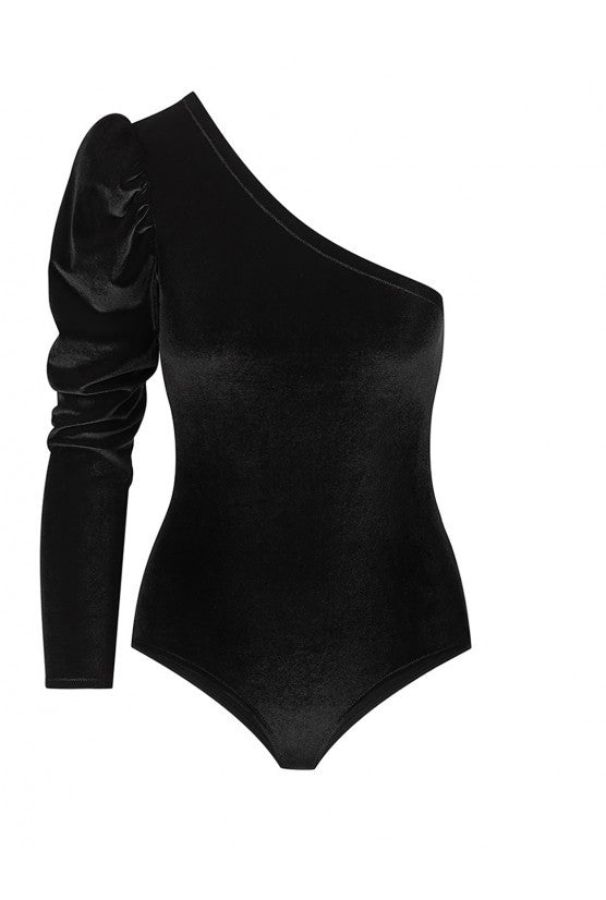 Body velours noir épaule nue