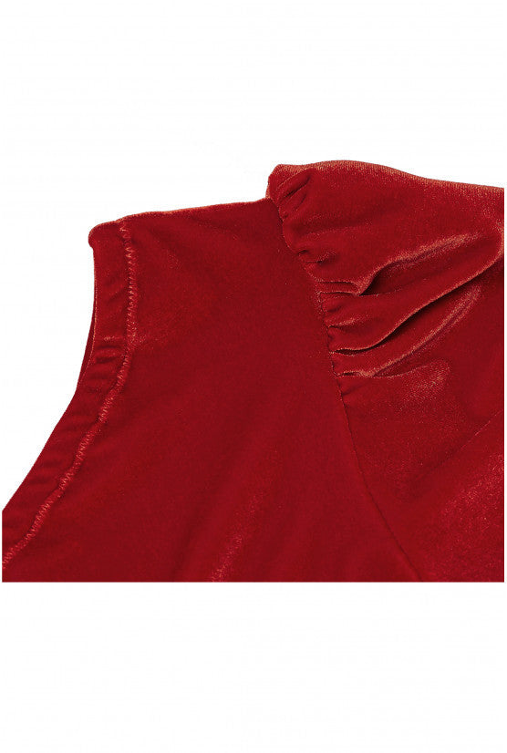 Body velours rouge épaule nue