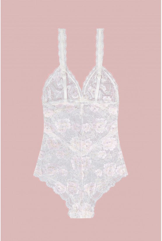 Body dentelle blanche et rose