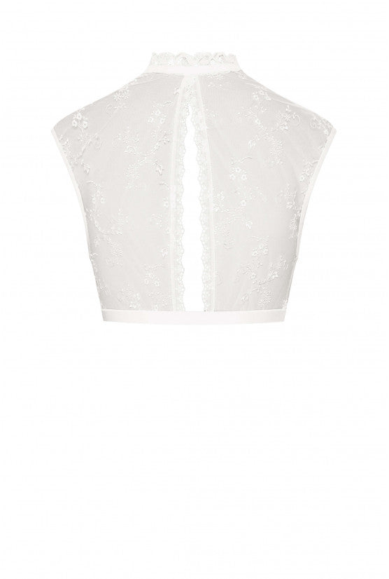 Boléro brodé fleurette blanc