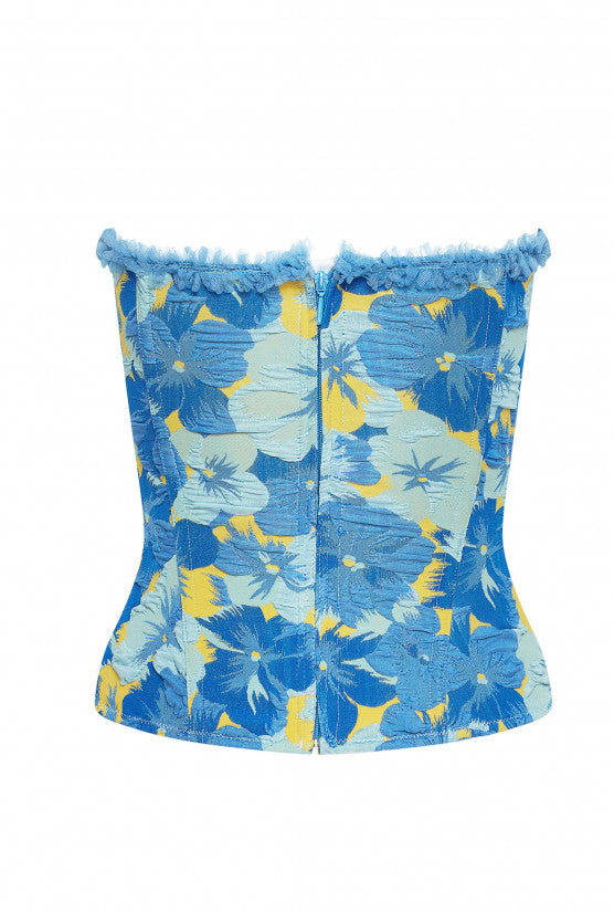 Corset bleu smock VICTORIA