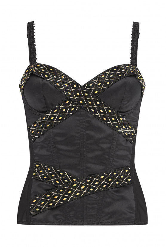 Corset satin noir VIVALDI