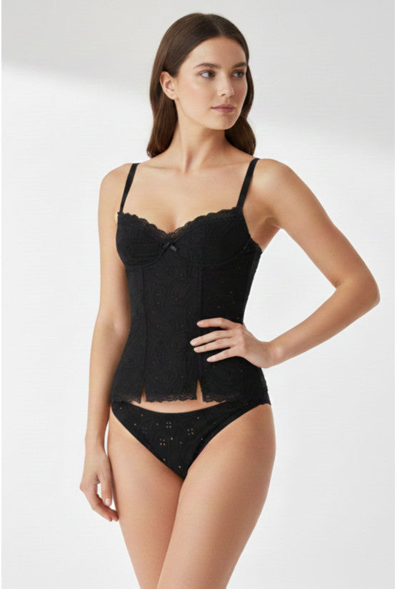 Corset noir broderie anglaise SALSA