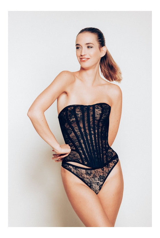 Corset noir dentelle MALIA