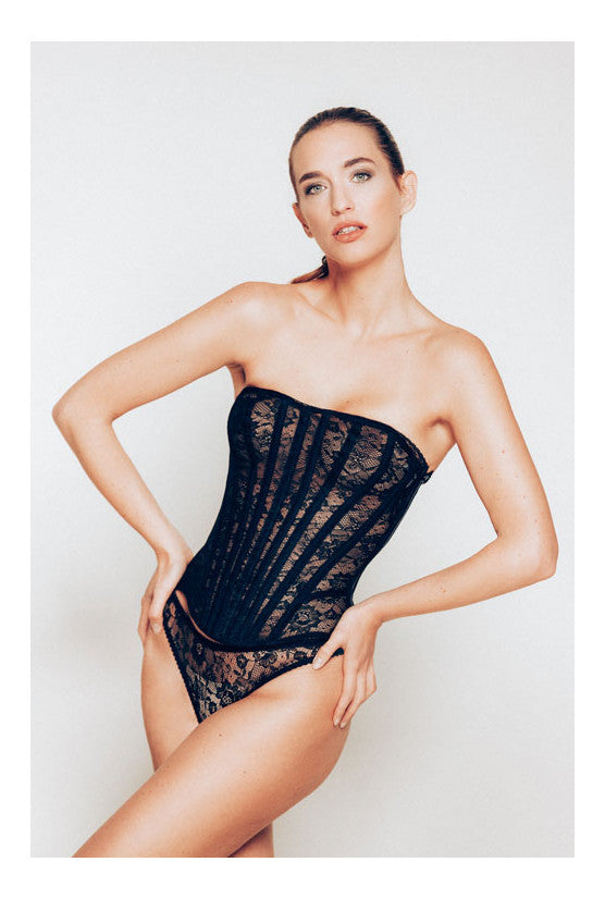 Corset noir dentelle MALIA