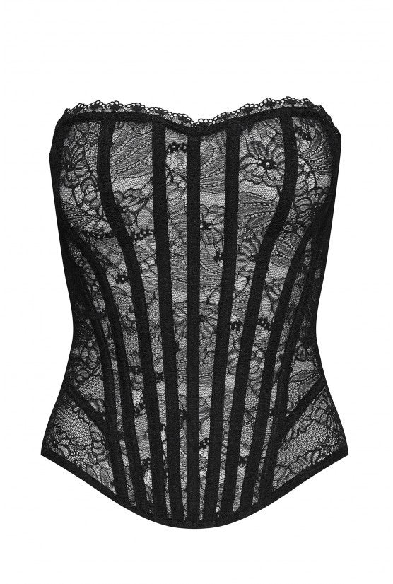 Corset noir dentelle MALIA