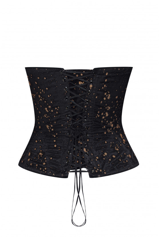 Corset noir étoilé or VICTORIA