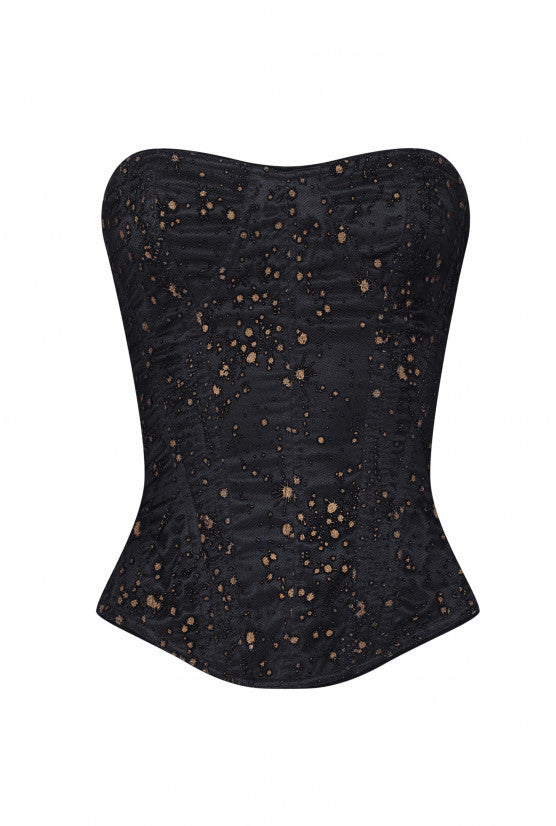 Corset noir étoilé or VICTORIA