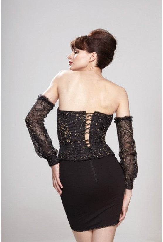 Corset noir étoilé or VICTORIA
