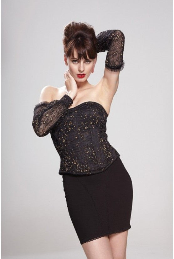 Corset noir étoilé or VICTORIA