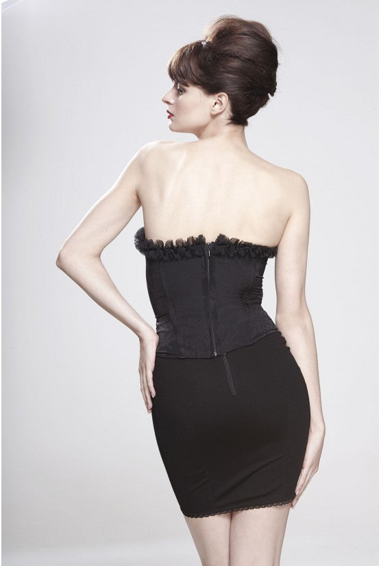Corset noir satin broché DIVA