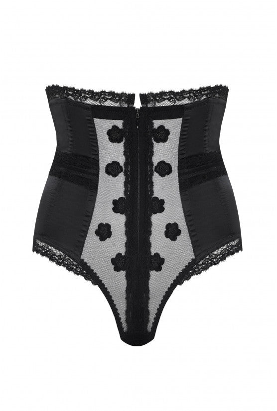 Culotte corsetée satin & tulle noir GILIAN