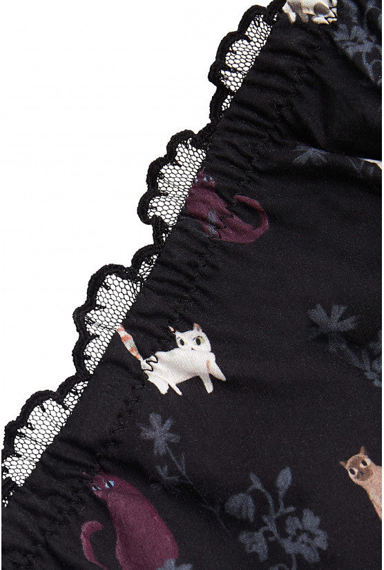 Culotte MIMI chats coton noire