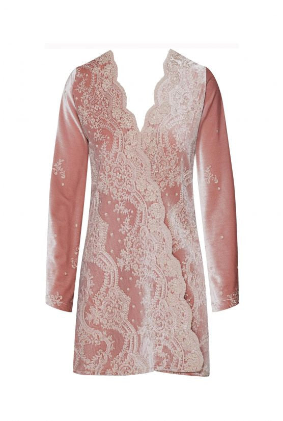 Robe de chambre velours rose