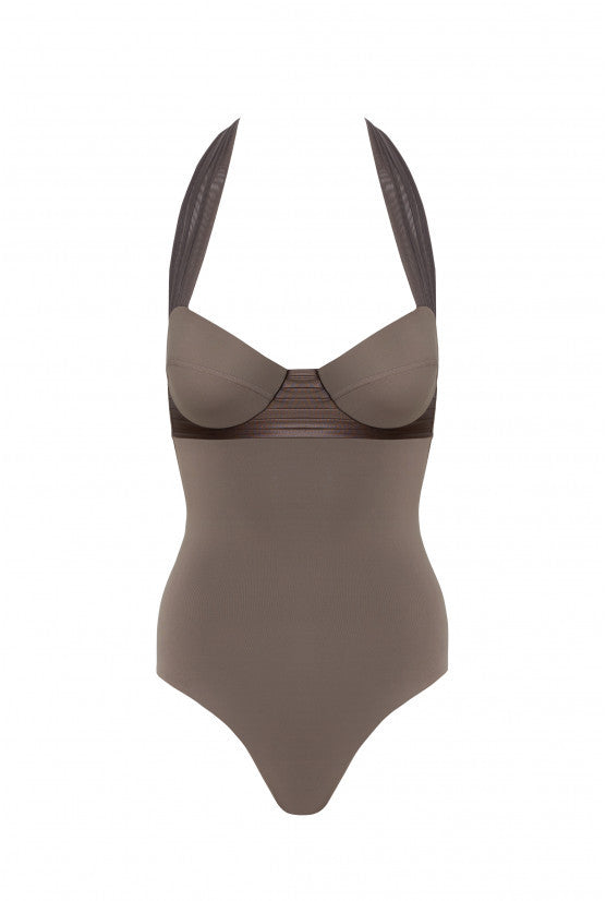 Maillot de bain taupe pigeonnant