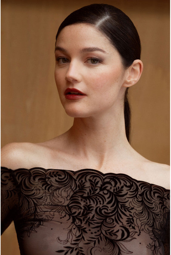 Mini robe ARABESQUE velours floqué noir