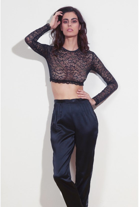 Crop top dentelle noire Carmen