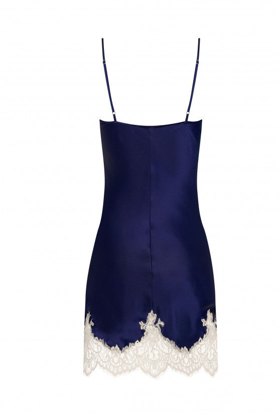 Nuisette soie bleue marine