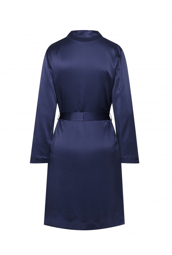 Peignoir soie bleu marine