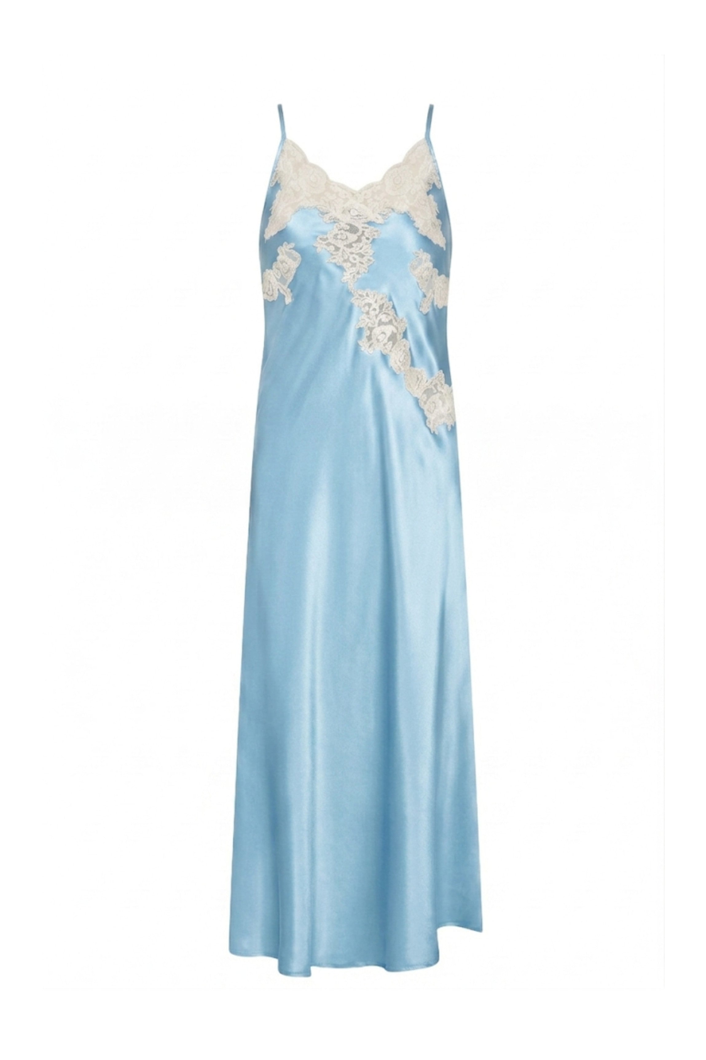 Chemise de nuit soie bleu ciel