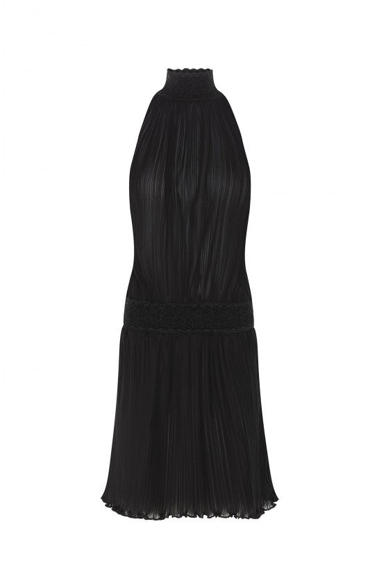Robe ANGELA mousseline plissée noire